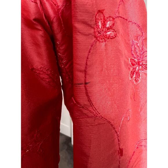 Rafael Petite Silk Embroidered Jacket Blouse Peck & Peck Silk Pants Set Coral 14 - Picture 12 of 13